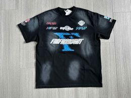 2023er Jahre Modemarke FAR ARCHIVE Washed Distressed Retro Spray Racing bedrucktes T-Shirt