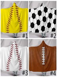 Children Baseball Hooded Blanket Football beach towel Sherpa Lined Sports Themed Softball bath Swaddling blanket F04045521384