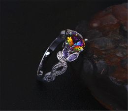 Wedding Rings Fashionable Woman Silver Ring Classic Exquisite Tree Vine Inlaid Colourful Zircon Temperament Female Hand Jewelry2828195