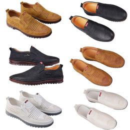 Casual shoes for men's spring new trend versatile online shoes for men's anti slip soft sole breathable leather shoes black 39