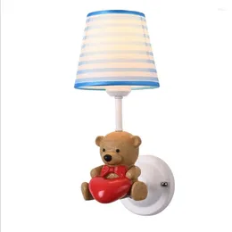 Wall Lamp LED Cartoon Children's Room Simple Resin Warm Bedroom Fabric Lighting