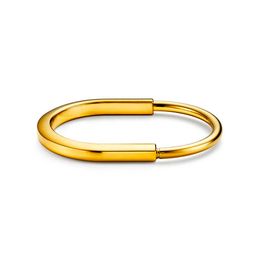 Designer Brand TFF geometric lock buckle horseshoe shaped stainless steel bracelet for women with simple and fashionable design plated with 18K gold