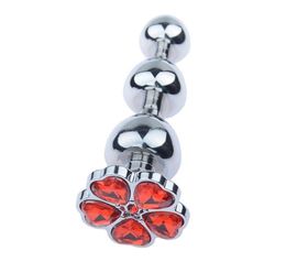 Plum Blossom Shape Crystal Jewelry Base Anal Plug Mushroom Shape Butt Beads Anus Intruder For Sexual BDSM Play Red Purple Green Bl5300250