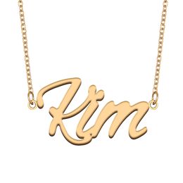 Kim name necklaces pendant Custom Personalised for women girls children best friends Mothers Gifts 18k gold plated Stainless steel