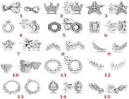 2022 925 Sterling Silver stud Glacier Beauty Crown Series Water Drop Hexagon Angel Stud Earrings Charm Making Fashion DIY Jewellery 2436316