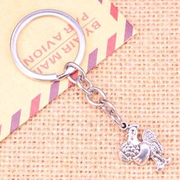 Keychains 20pcs Fashion Keychain 23x15mm Cock Rooster Pendants DIY Men Jewellery Car Key Chain Ring Holder Souvenir For Gift