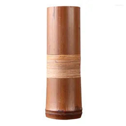 Vases Vintage Style Bamboo Vase Tabletop Plant Bonsai Flower Decorative With Wooden Tray Home Decoration Accessories