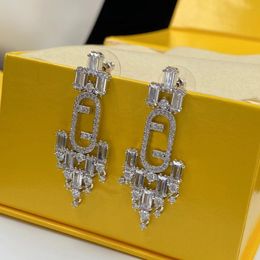 Fashion Crystal Rhinestone Earrings Women's brand Designer charm earphones Women's Wedding party Gift jewelry