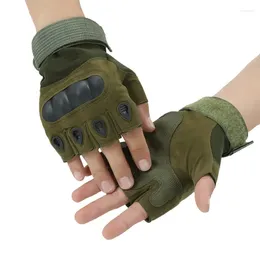 Cycling Gloves Military Tactical Half Finger Antiskid Outdoor Cover Mittens Winter Thermal Men Fighting Leather Bicycle