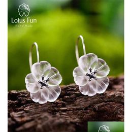 Hoop & Huggie Lotus Fun Real 925 Sterling Sier Earrings Handmade Designer Fine Jewellery Flower In The Rain Fashion Dangle For Women 22 Dhqo0