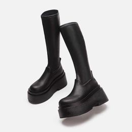 Thigh High Heel Women Boots Leather Long Tube Boots Thick Soled Elastic Thin Tall Chivalry Girl Boots 230830