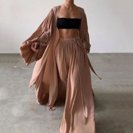 Skirts&Skorts 3 Pcs/Set Women Autumn Women Sexy Off Shoulder Crop Tops And Long Pants Lantern Sleeves Wide Leg Autumn Homesuit Casual Ladies