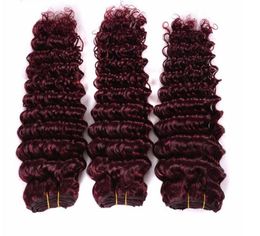 Top Quality factory Burgundy Hair Extensions deep Wave 100g 3Pcslot Brazilian peruvian 99J Human Hair Weaves Red Wine Color1074505