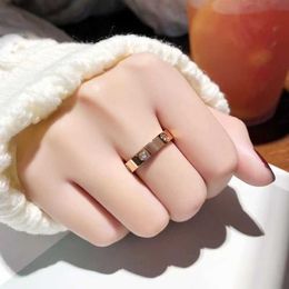 Original 1to1 Cartres Korean ins style light luxury diamond ring net red fashion couple pair 18k gold non fading tail