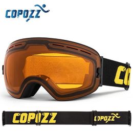 COPOZZ Brand Professional Ski Goggles Double Layers Lens Anti-fog UV400 Big Ski Glasses Skiing Snowboard Men Women Snow Goggles 240223