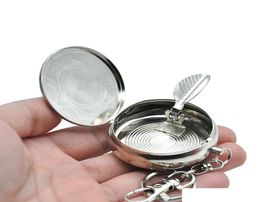 Stainless Steel Portable Pocket Circular Metal Cigarettte Ash Ashtray Holder Key Chain Cigarette Metal Smoking Tobacco Pipe Ash Ac8255774