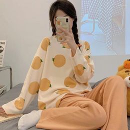 Women's Sleepwear Pyjamas Long-sleeved Cotton Casual Sweet Ladies Loungewear Set Can Be Worn Outside In Spring & Autumn