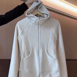 European made Chinese cotton thickened vertical cut zippered hoodie womens fashion versatile cardigan baseball jacket for winter