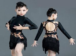 Latin Dance Dress Girls Jumpsuit Fringe Skirt Swing Tassel Clothing Kids Leopard Dress Performance Suit Rumba Dance Costume 34281165398