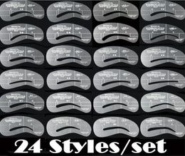 200 packs MAGICAL 24 styles Eyebrow Stencil Tool Makeup Styles Eye Brow Template Shaper Make Up Tool7510707