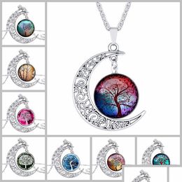 Pendant Necklaces Tree Of Life Necklaces Moon Gemstone Women Pendant Hollow Carved 8 Mix Jewellery Drop Delivery Jewellery Necklaces Penda Dht1I