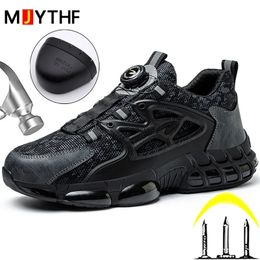 High-quality Safety Shoes Rotating Button Men Sport Shoes Anti Smashing Anti Piercing Work Boots Safety Steel Toe Shoes Men 240228