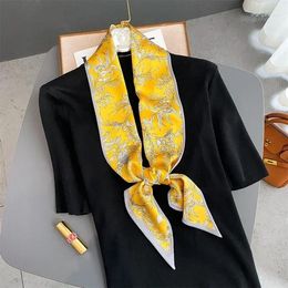 Men's Vests Luxury Long Silk Scarf Female Animal Horse Print Thin Narrow Bag Hair Band Ribbon Scarfs Women Neckerchief