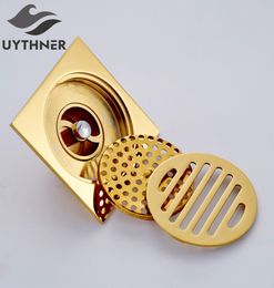 Uythner Bath Floor Drain 1010cm Gold Bathroom Shower Square Drain Strainer Factory Direct s Bathroom Drain Floor T2007151713957