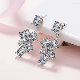 Stud Earrings Exquisite Luxury Zircon Fashion Back Hanging Women's Korean Jewellery Charm Girl Gift