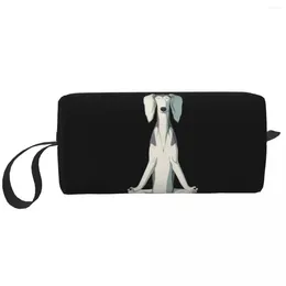 Cosmetic Bags Kawaii Saluki Dog Meditate Travel Toiletry Bag Women Greyhound Pet Makeup Beauty Storage Dopp Kit