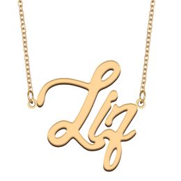 Liz name necklace pendant Custom Personalized for women girls children best friends Mothers Gifts 18k gold plated Stainless steel