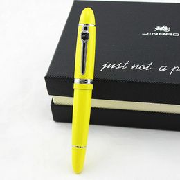 Jinhao 159 Luxury yellow and Silver Clip Ballpoint Pen with Velvet bag Rollerball Pens 240229