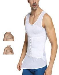 Mens Shapewear Breathable Mesh Body Shaper Hook Closure Adjustable Tummy Control Vest Waist Trainer Slimming Abdomen Tank Tops6010862