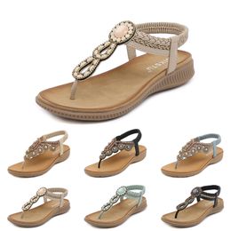 2024 Bohemian Sandals Women Slippers Wedge Gladiator Sandal Womens Elastic Beach Shoes String Bead Color38 GAI