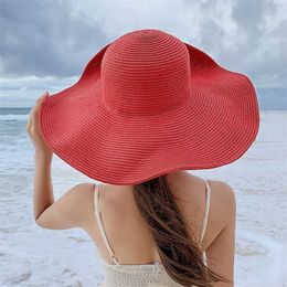 MAERSHEI Handmade Weave letter Sun Hats For Women Black Ribbon Lace Up Large Brim Straw Hat Outdoor Beach Summer Caps Chapeu Fem 2241Z