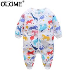 Footies OLOME Cute Newborn Romper Cotton Infant Baby Footies Cartoon Toddler Jumpsuit Sleepwear for Newborns Baby Boys and Girls Onesie YQ240306