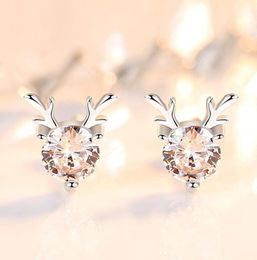 Stud One Deer Has You S925 Sterling Silver Simple Earrings With Diamonds Small Fresh FemaleStud2203353