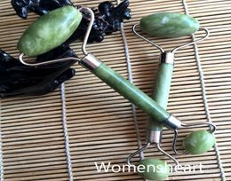 Highquality Natural Jade Roller Massage Two Colours of Metal the Face Natural Jade Face Lift Massage Jade Beauty Tools epacket7046337