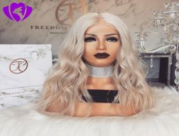 Beauty bob style short wig Blonde Ombre Synthetic Soft Lace Front Wig Water Wave 16039039 Shoulder Length Heat Resistant Fib9523385
