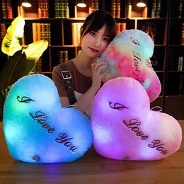 50cm Creative Light Up Led Heart Shaped Stuffed Plush Letter Lovers Colorful Glowing Gift For Girlfriend Pillow Valentines Day 240305
