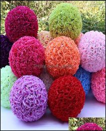 Decorative Flowers Wreaths Festive Supplies Garden20Cm Artificial Rose Silk Flower Fake Ball Hanging Wall Decor Wedding Party Ho8095272