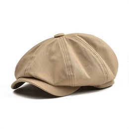 BOTVELA Big Large Newsboy Cap Men's Twill Cotton Eight Panel Hat Women's Baker Boy Caps Khaki Retro Hats Male Boina Bere315p