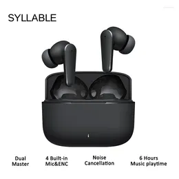 Touch SYLLABLE T8 Earbuds Noise Cancellation TWS Dual Master Strong Bass Headset Headphones 6 Hours Music Playtime