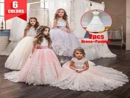 Christmas Kids Girls Wedding Flower Girl DrLong Elegant PrincParty Pageant Formal DrTulle Lace Dress X05091505176