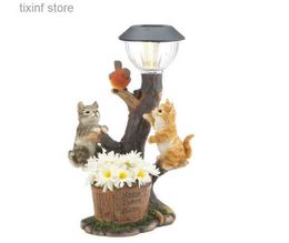 Decorative Objects Figurines Solar garden welcome lamp solar rabbit squirrel dog Garden Fairy decoration T240306