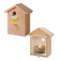 Other Bird Supplies Wooden House Birdhouse Hanging Nest Feeder With Loop Home Garden Yard Outdoor Pet Decors Shape