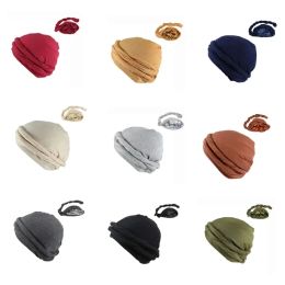 2023 New Elastic Mens Turban Hat Satin Lining Stretchy Men Bandana Indian Cap Fashion Male Hip Hop Caps Headband Biker Headwrap ZZ