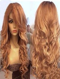 Honey Blonde Full Lace Wig Human Hair Loose Wave Virgin Brazilian Wavy Lace Front Human Hair Wig With Bangs Baby Hair Colour 2719138728950