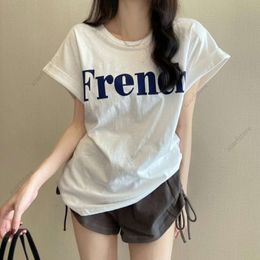 2024 New internet celebrity Instagram Super Hot Slim Shoulder Drop Sweet Cool Short sleeved T-shirt Loose Womens Summer Student Top Trend