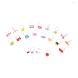 Cluster Rings 10pcs Cute Children's Day Jewelry Plastic Kids For Girls With Mixed Style Resin Cabochons Color